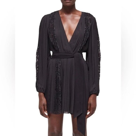 The Kooples Vestaire Lace Trim Pleated Dress Size 1 (US 4) NEW $415 - Picture 1 of 13